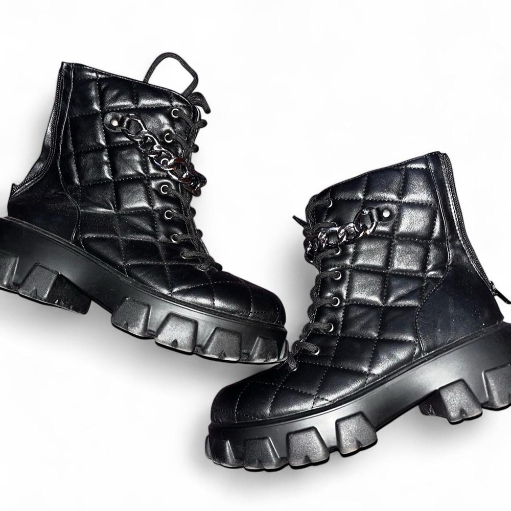 Black Chunky Platform Combat Boots